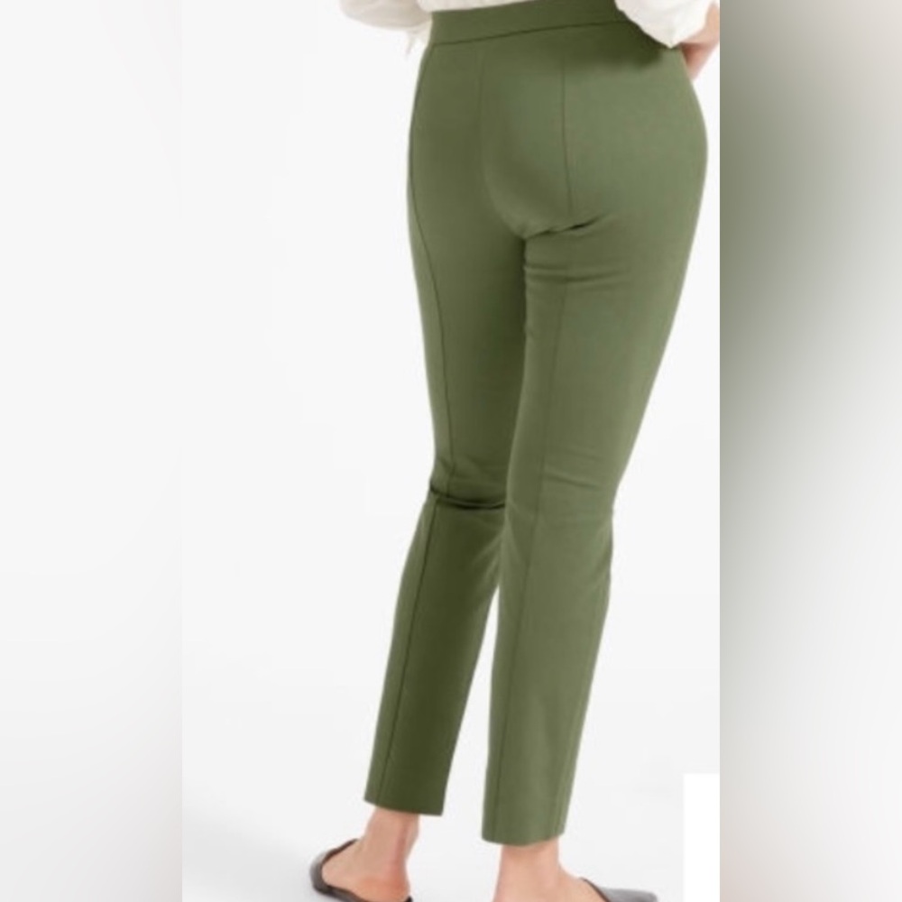 Everlane Olive Green Side Zip Ankle Pants Sz 2- spandex stretch n cotton feel